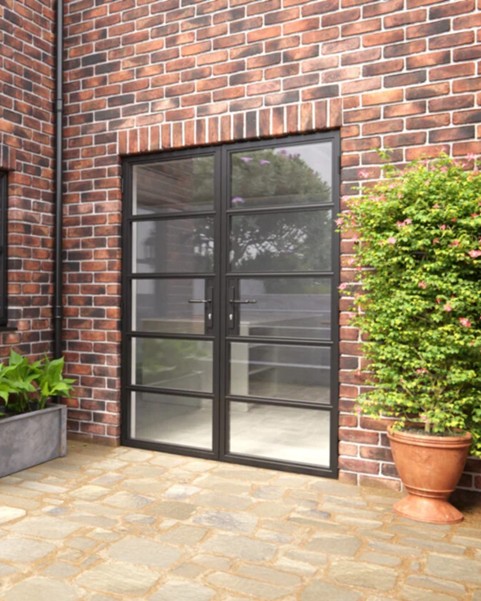 aluminium french doors in black