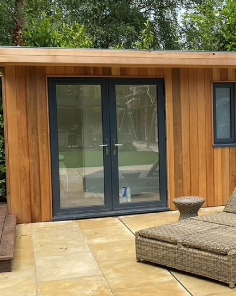 aluminium french doors in black