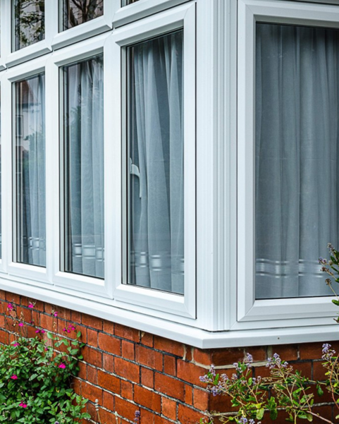 white PVC bay window
