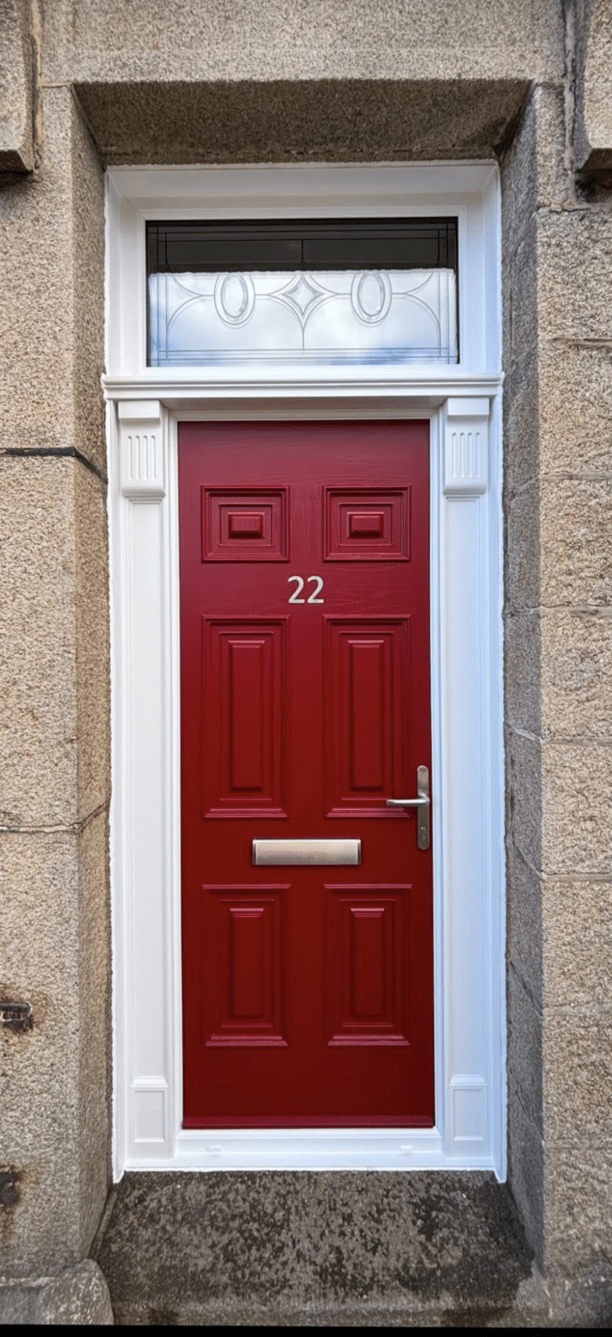 red composite front door Palladio