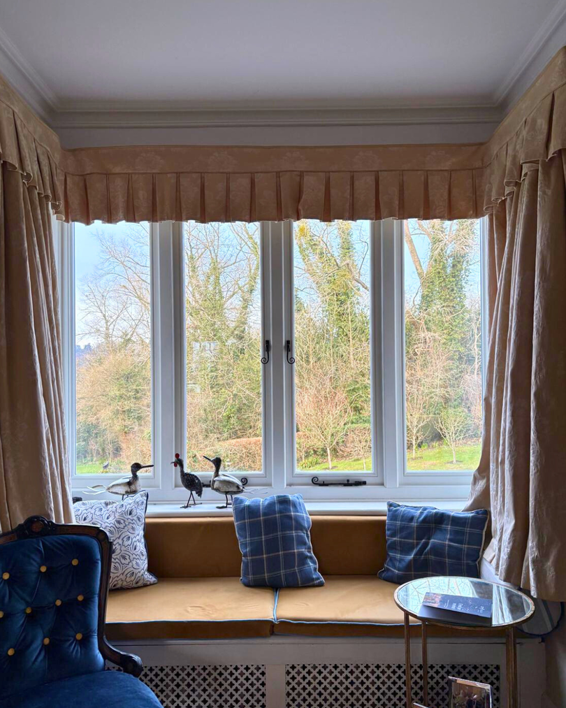 Window seat white bay window timber